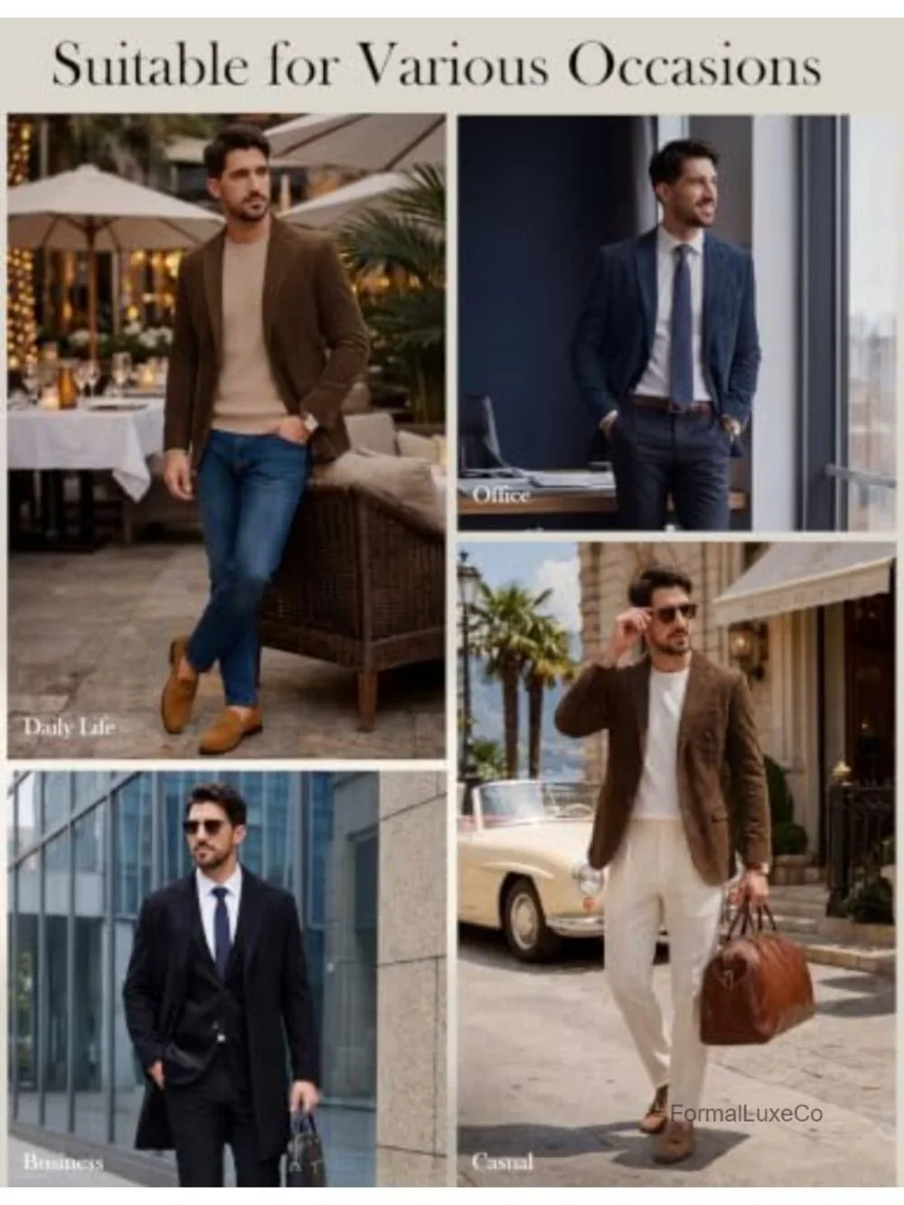Cotton Corduroy Men's Slim Fit Blazer Two Button Casual Sports Coat Jacket
